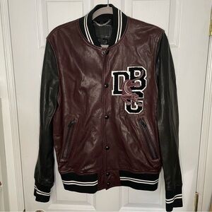 Diesel Black Gold Laversity 43J Leather Oxblood & Black Varsity Bomber Jacket M